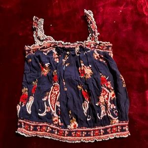Floral dark navy blouse
